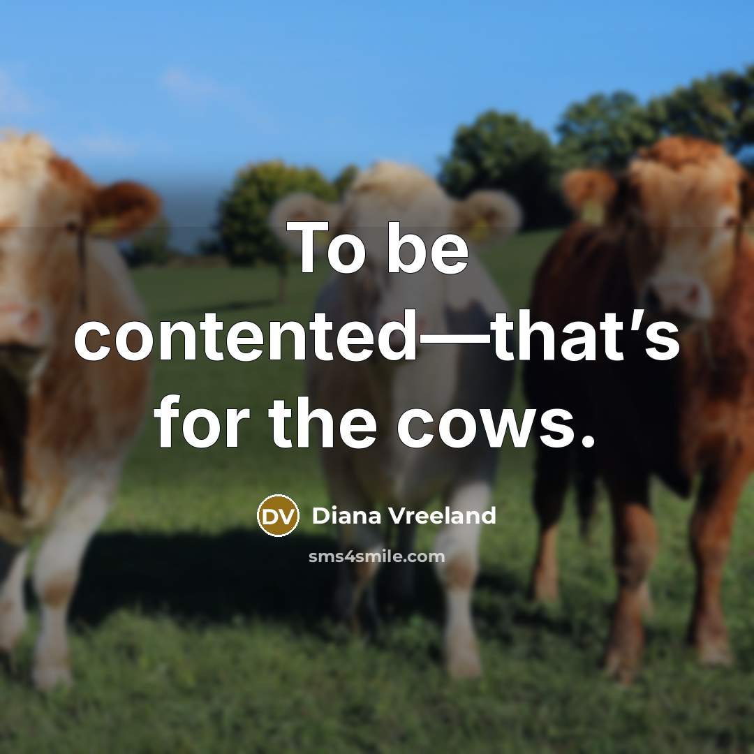 “To be contented—that’s for the cows.…” quote by Diana Vreeland