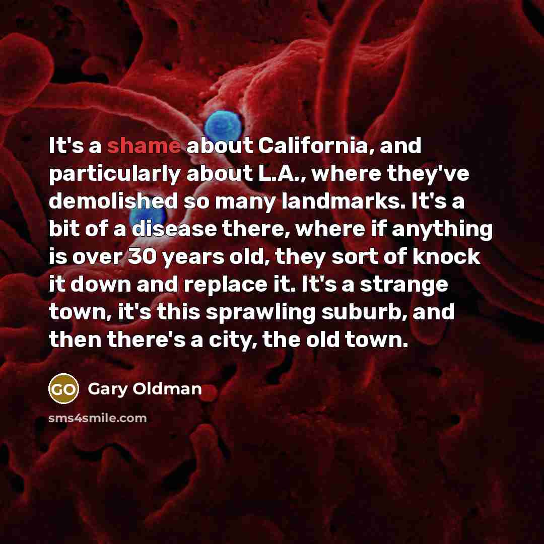 “It's a shame about California, and particularly about L.A., where…” quote by Gary Oldman
