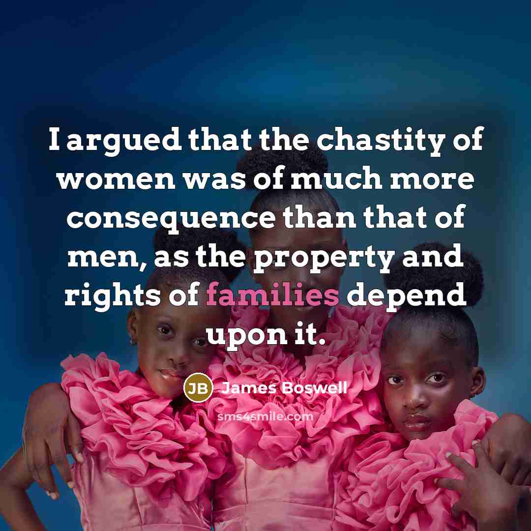 “I argued that the chastity of women was of much…” quote by James Boswell