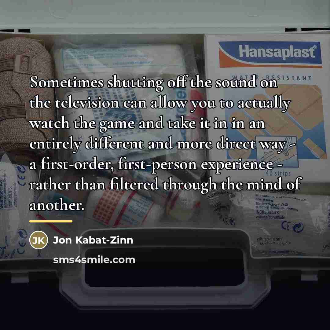 “Sometimes shutting off the sound on the television can allow…” quote by Jon Kabat-Zinn