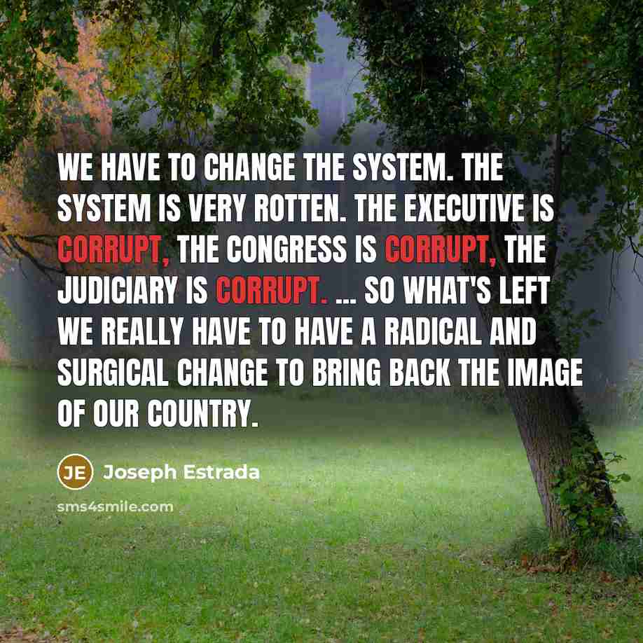 “We have to change the system. The system is very…” quote by Joseph Estrada