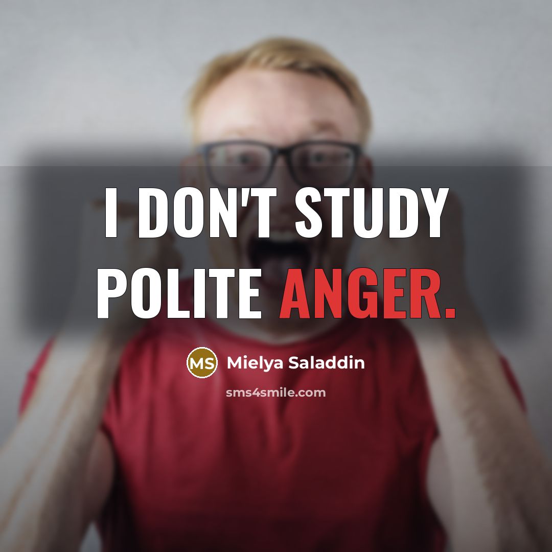 “I don't study polite anger.…” quote by Mielya Saladdin