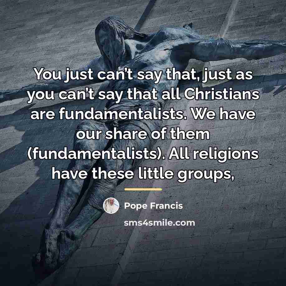 “You just can’t say that, just as you can’t say…” quote by Pope Francis