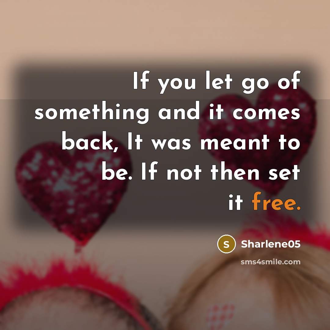 “If you let go of something and it comes back,…” quote by Sharlene05