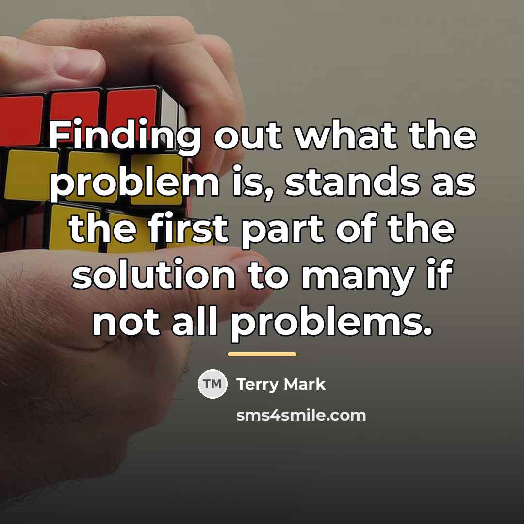 “Finding out what the problem is, stands as the first…” quote by Terry Mark
