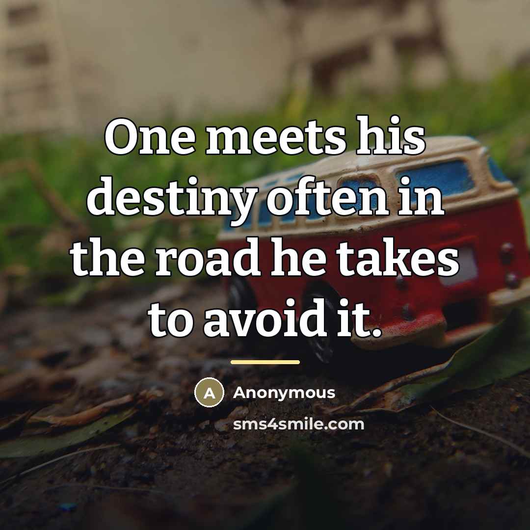 “One meets his destiny often in the road he takes…” quote by Anonymous