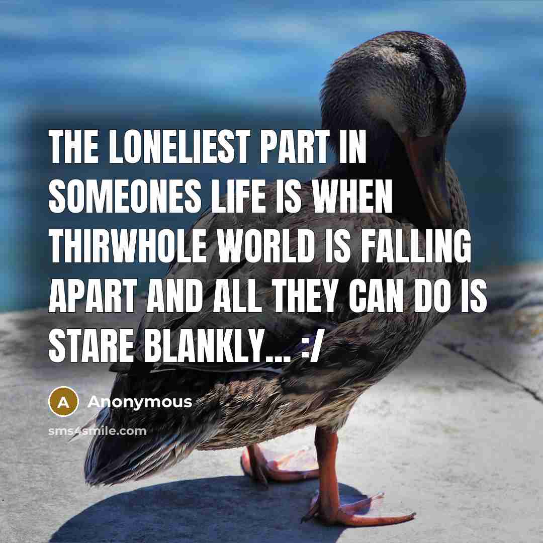 “The loneliest part in someones life is when thirwhole world…” quote by Anonymous