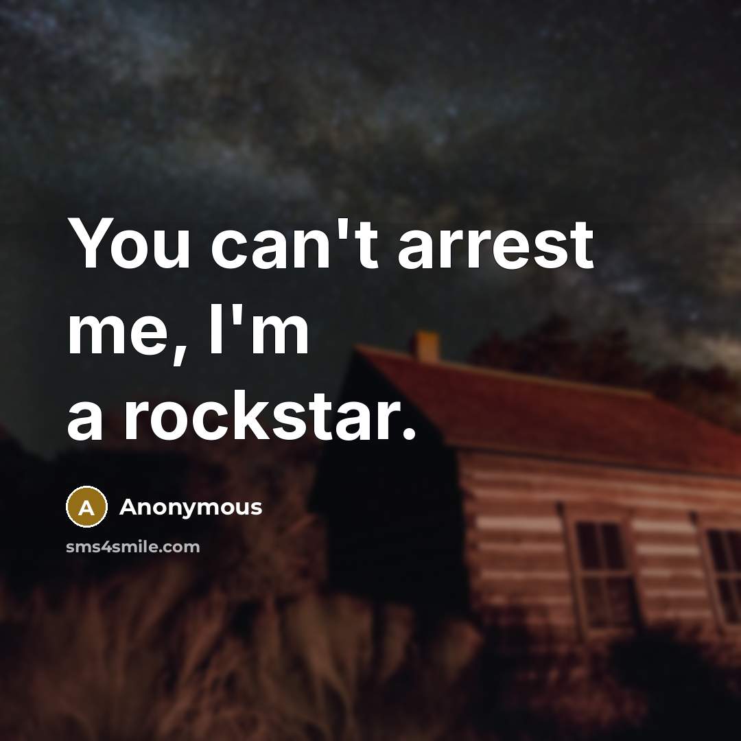 “You can't arrest me, I'm a rockstar.…” quote by Anonymous