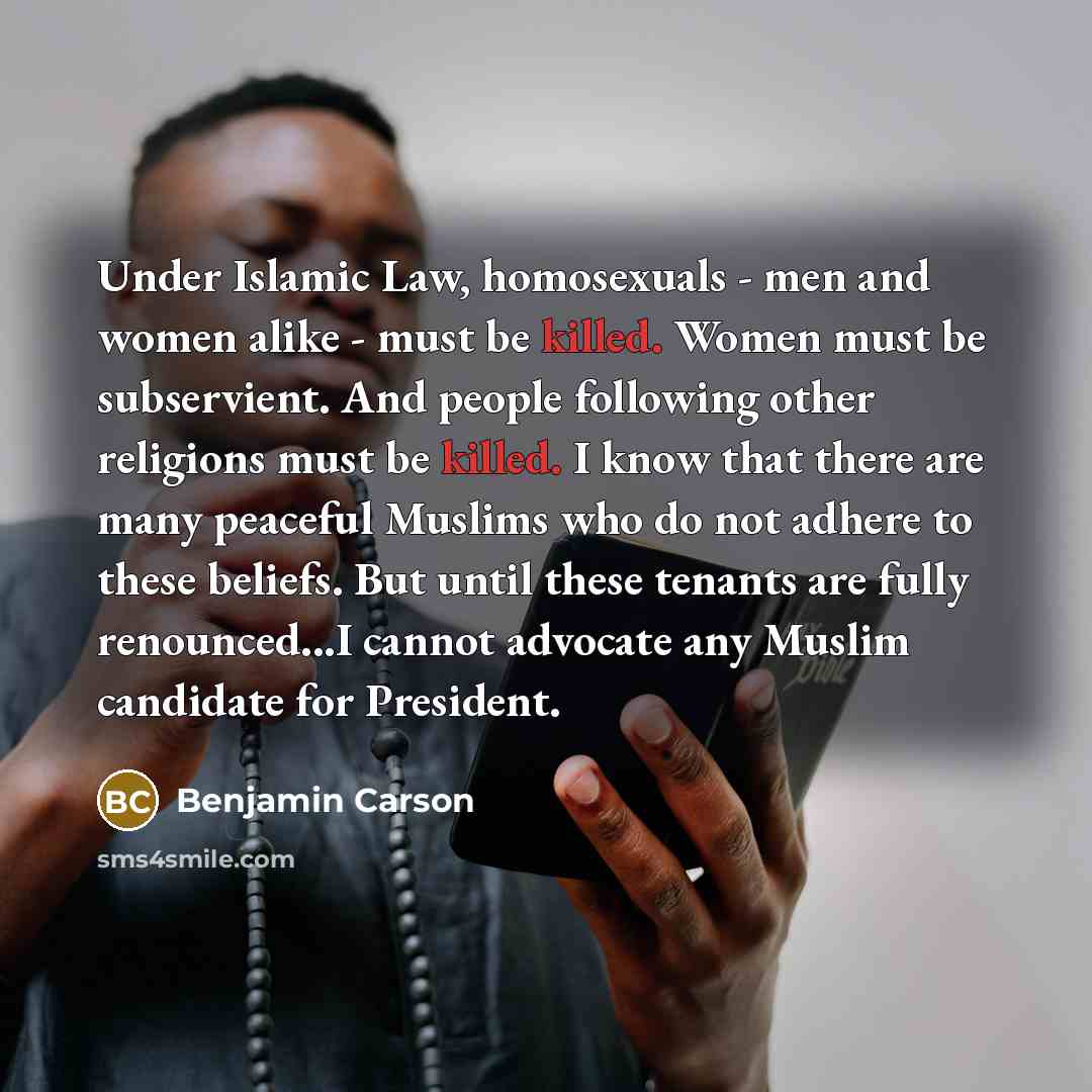 “Under Islamic Law, homosexuals - men and women alike -…” quote by Benjamin Carson