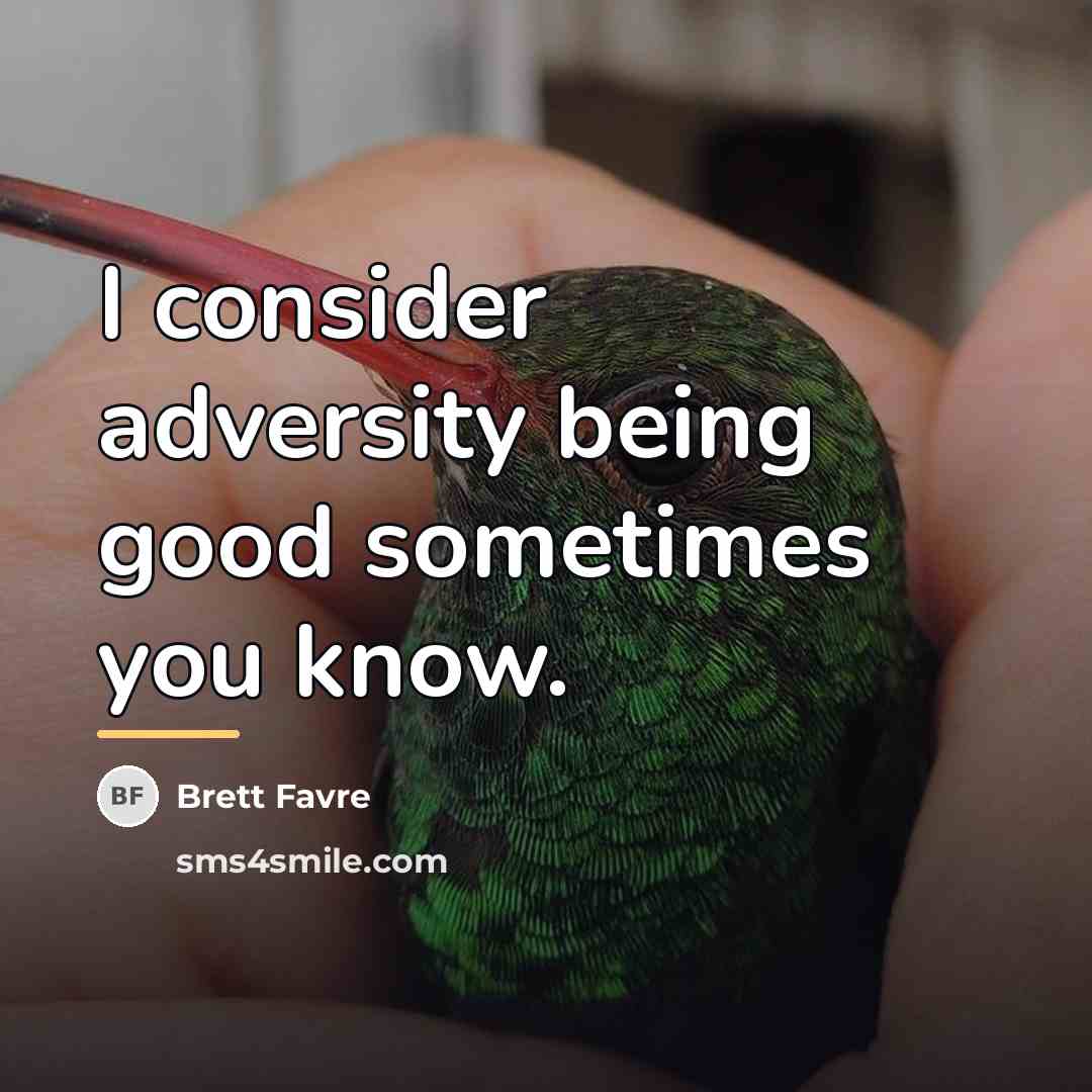 “I consider adversity being good sometimes you know.…” quote by Brett Favre