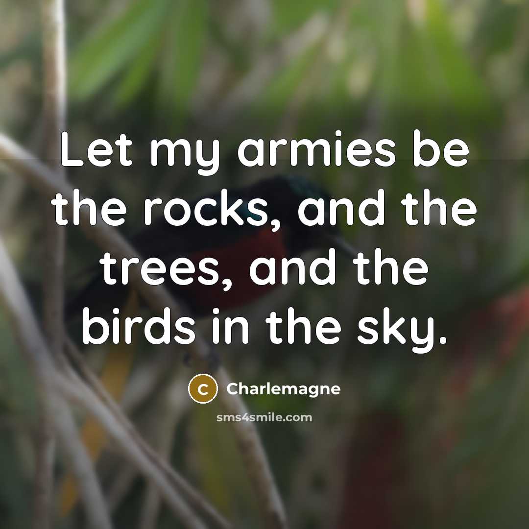 “Let my armies be the rocks, and the trees, and…” quote by Charlemagne