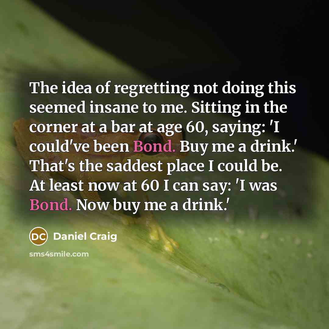 “The idea of regretting not doing this seemed insane to…” quote by Daniel Craig