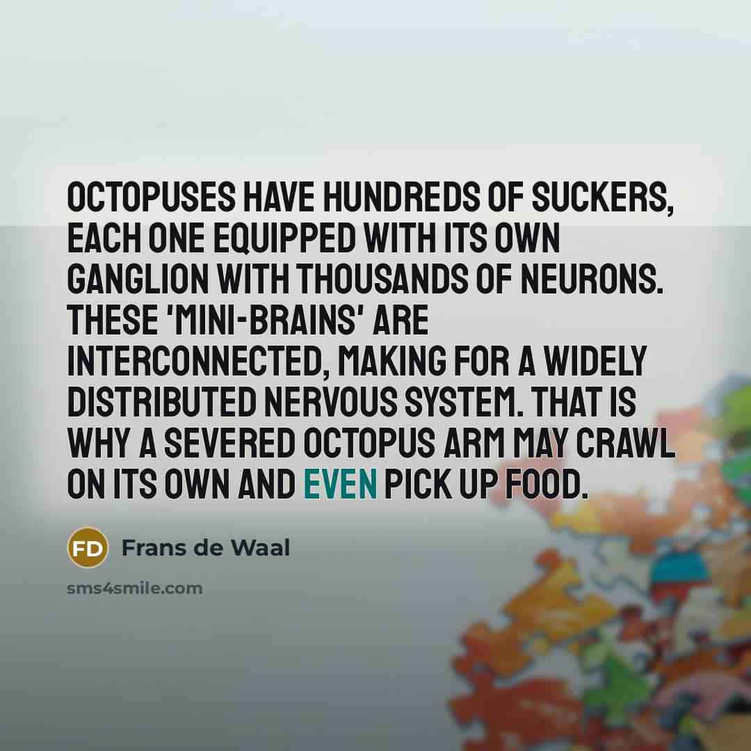 “Octopuses have hundreds of suckers, each one equipped with its…” quote by Frans de Waal