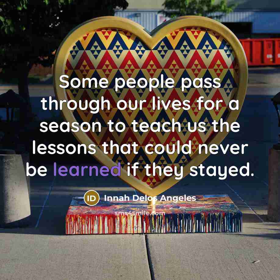 “Some people pass through our lives for a season to…” quote by Innah Delos Angeles