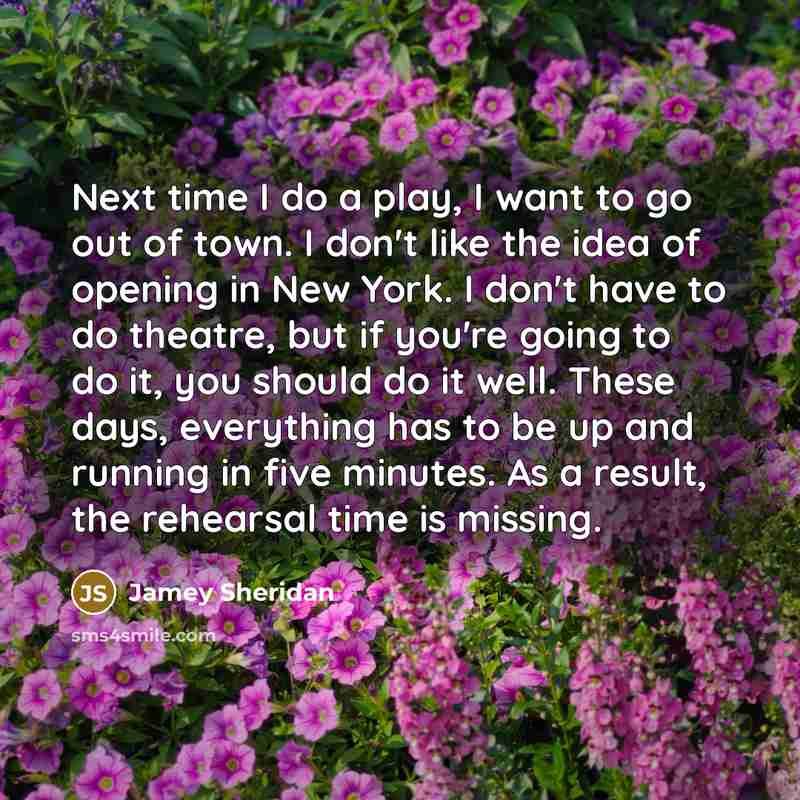 “Next time I do a play, I want to go…” quote by Jamey Sheridan