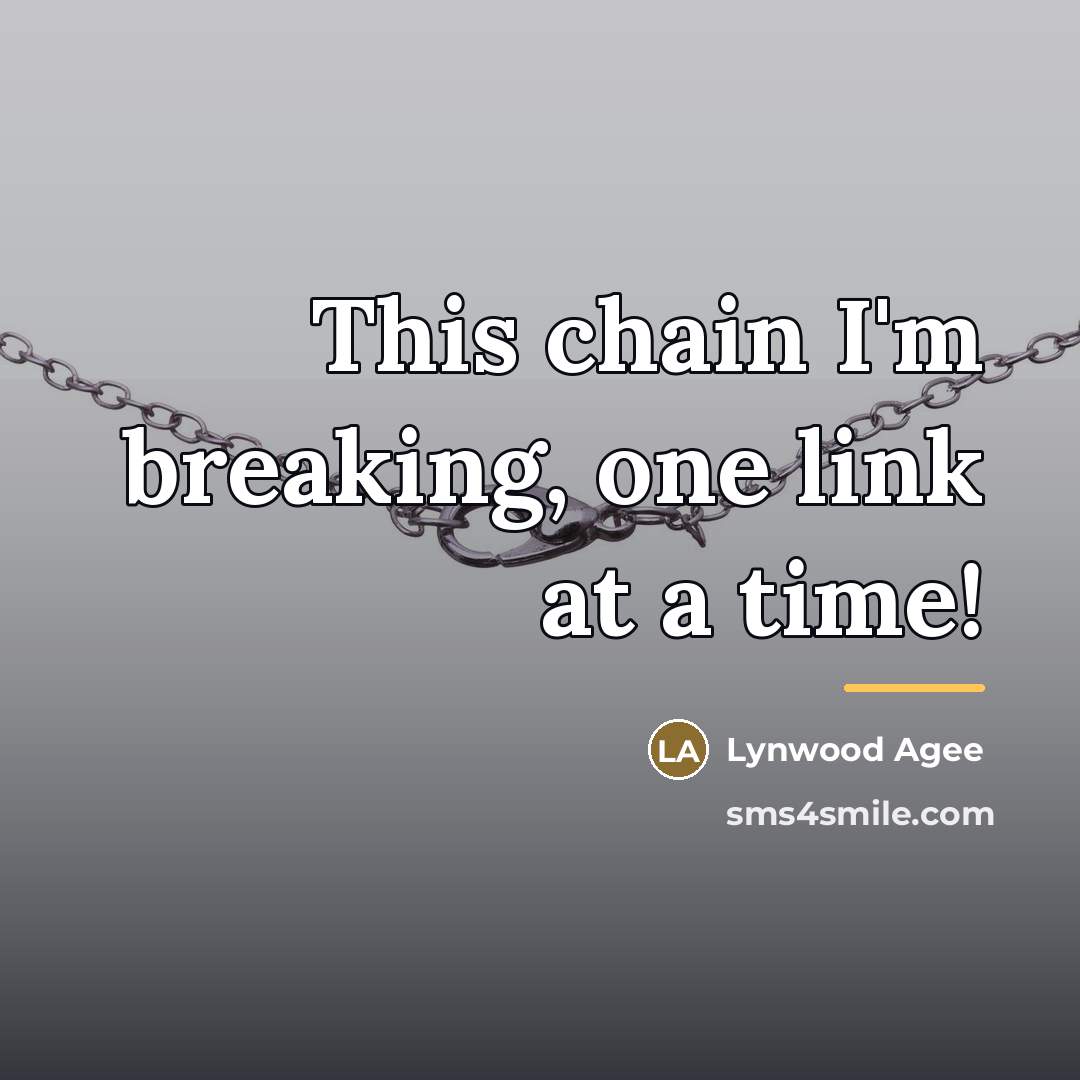 “This chain I'm breaking, one link at a time!…” quote by Lynwood Agee