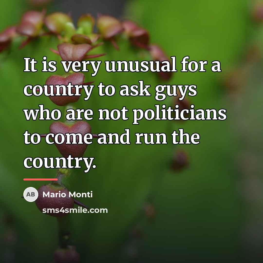 “It is very unusual for a country to ask guys…” quote by Mario Monti