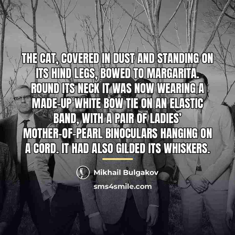“The cat, covered in dust and standing on its hind…” quote by Mikhail Bulgakov