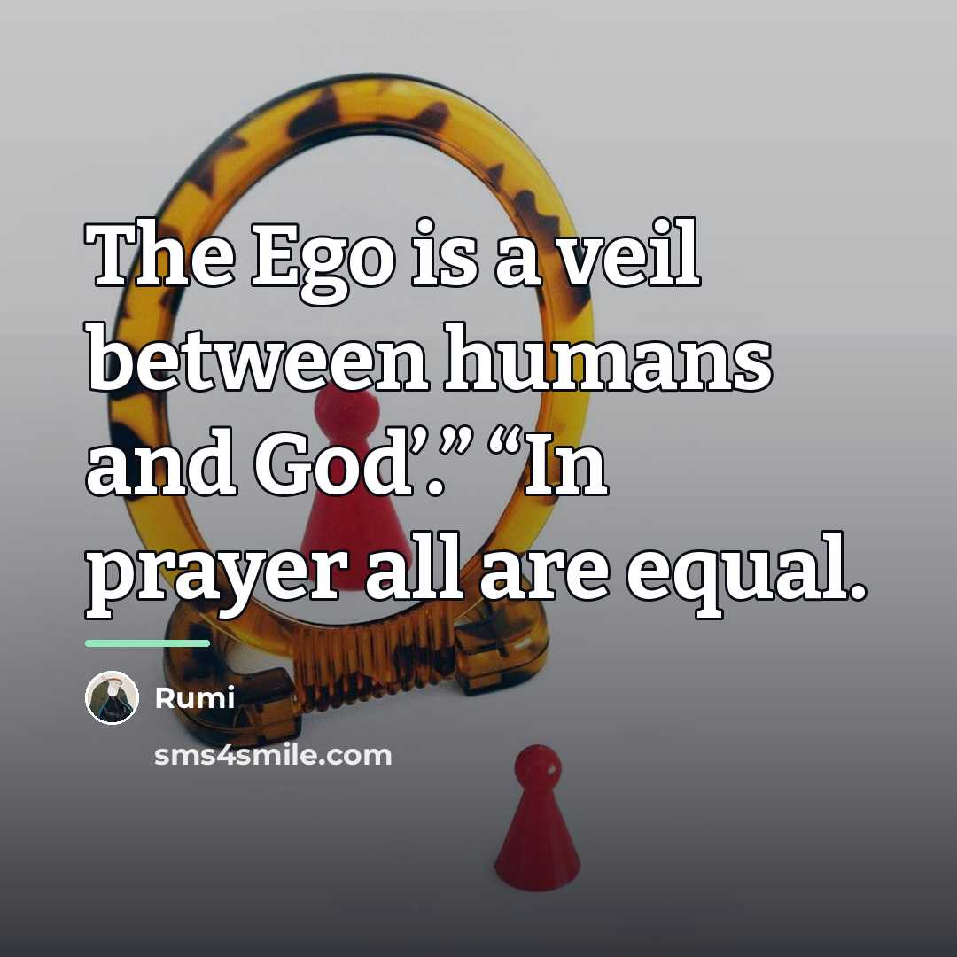 “The Ego is a veil between humans and God’.” “In…” quote by Rumi