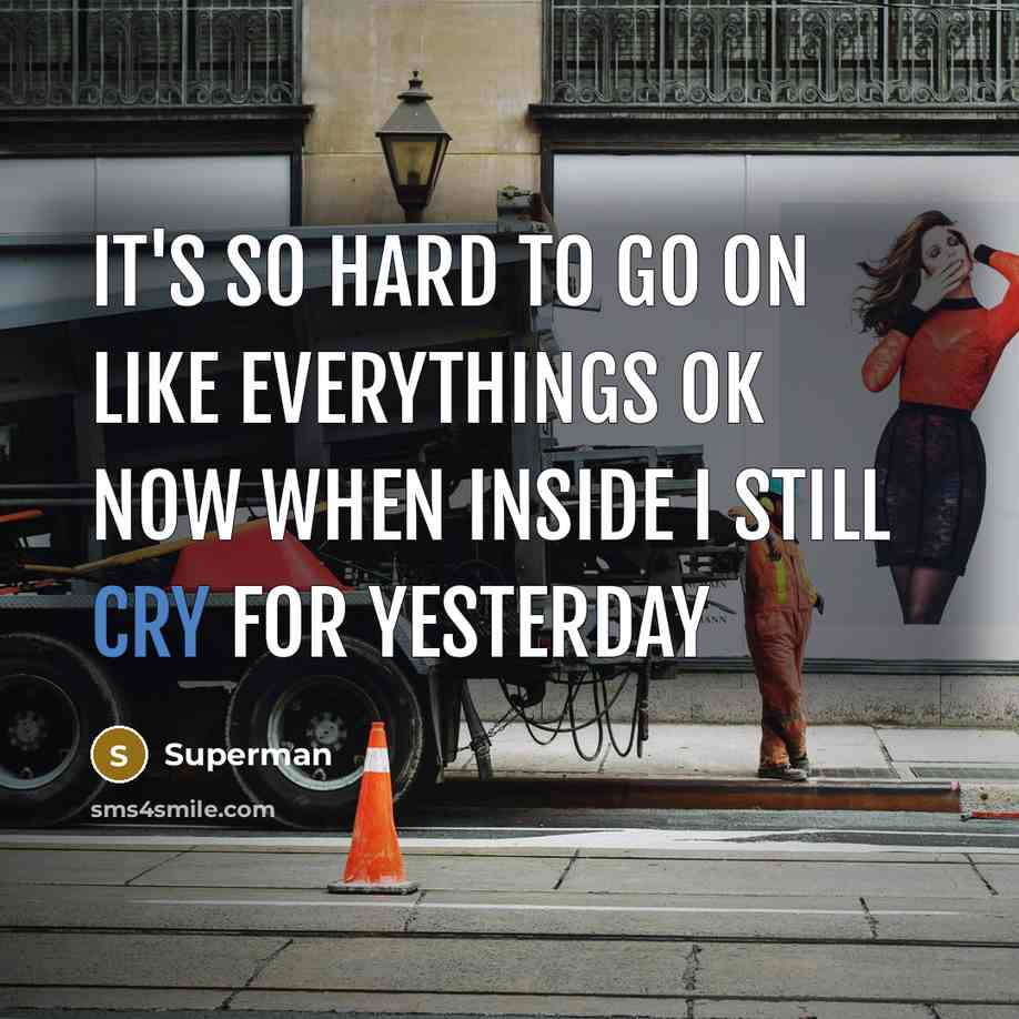 “It's so hard to go on like everythings ok now…” quote by Superman