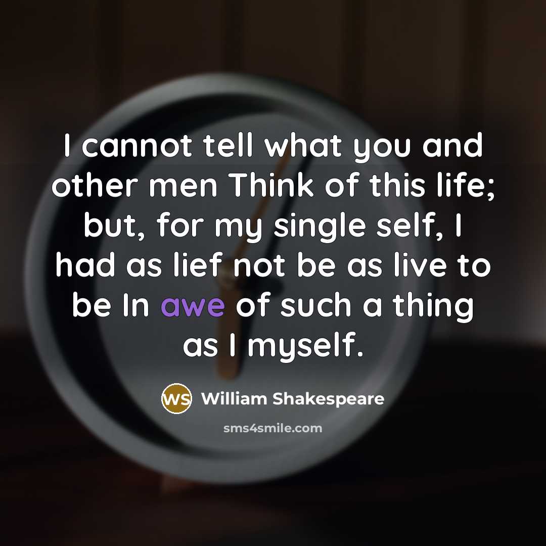 “I cannot tell what you and other men Think of…” quote by William Shakespeare