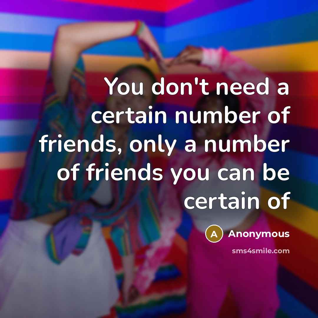 “You don't need a certain number of friends, only a…” quote by Anonymous