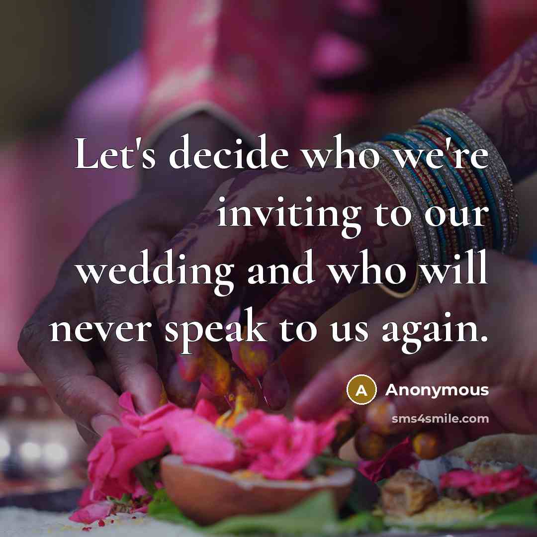 “Let's decide who we're inviting to our wedding and who…” quote by Anonymous