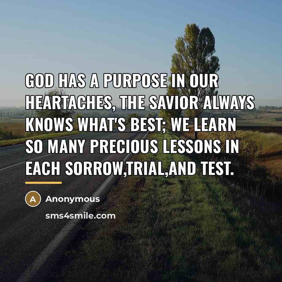 “God has a purpose in our heartaches, the savior always…” quote by Anonymous