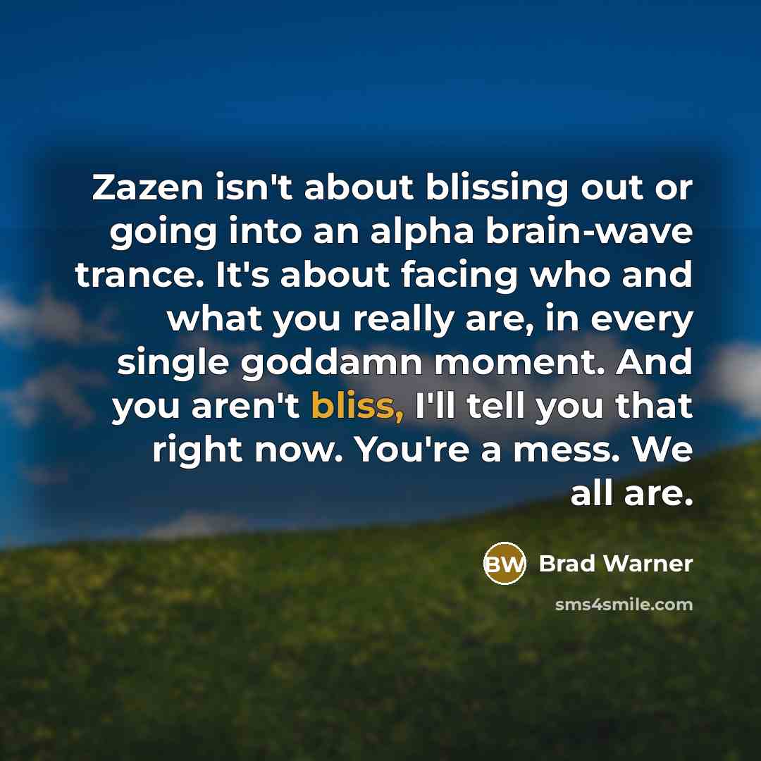 “Zazen isn't about blissing out or going into an alpha…” quote by Brad Warner