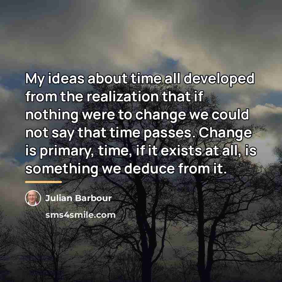 “My ideas about time all developed from the realization that…” quote by Julian Barbour