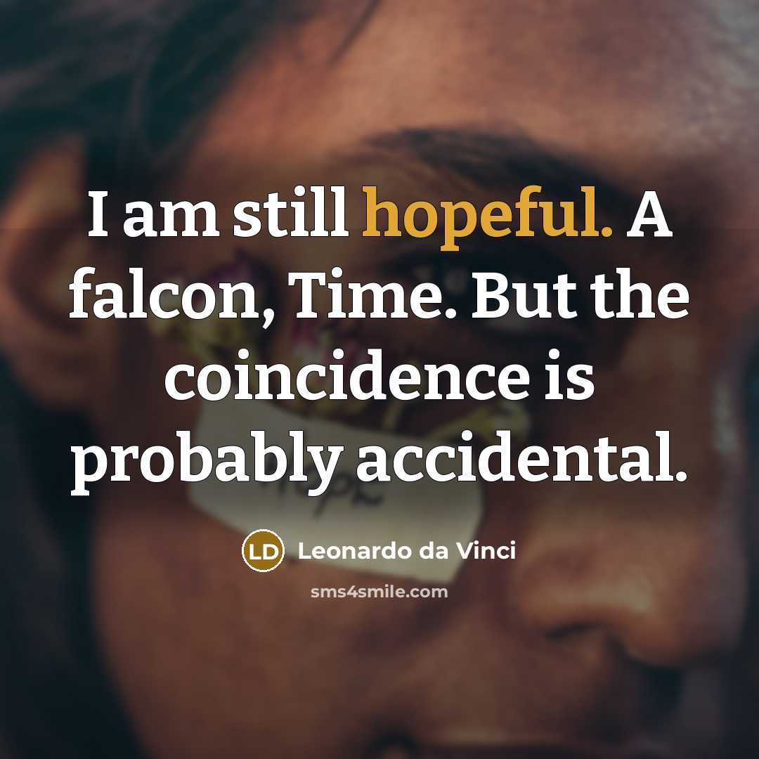 “I am still hopeful. A falcon, Time. But the coincidence…” quote by Leonardo da Vinci
