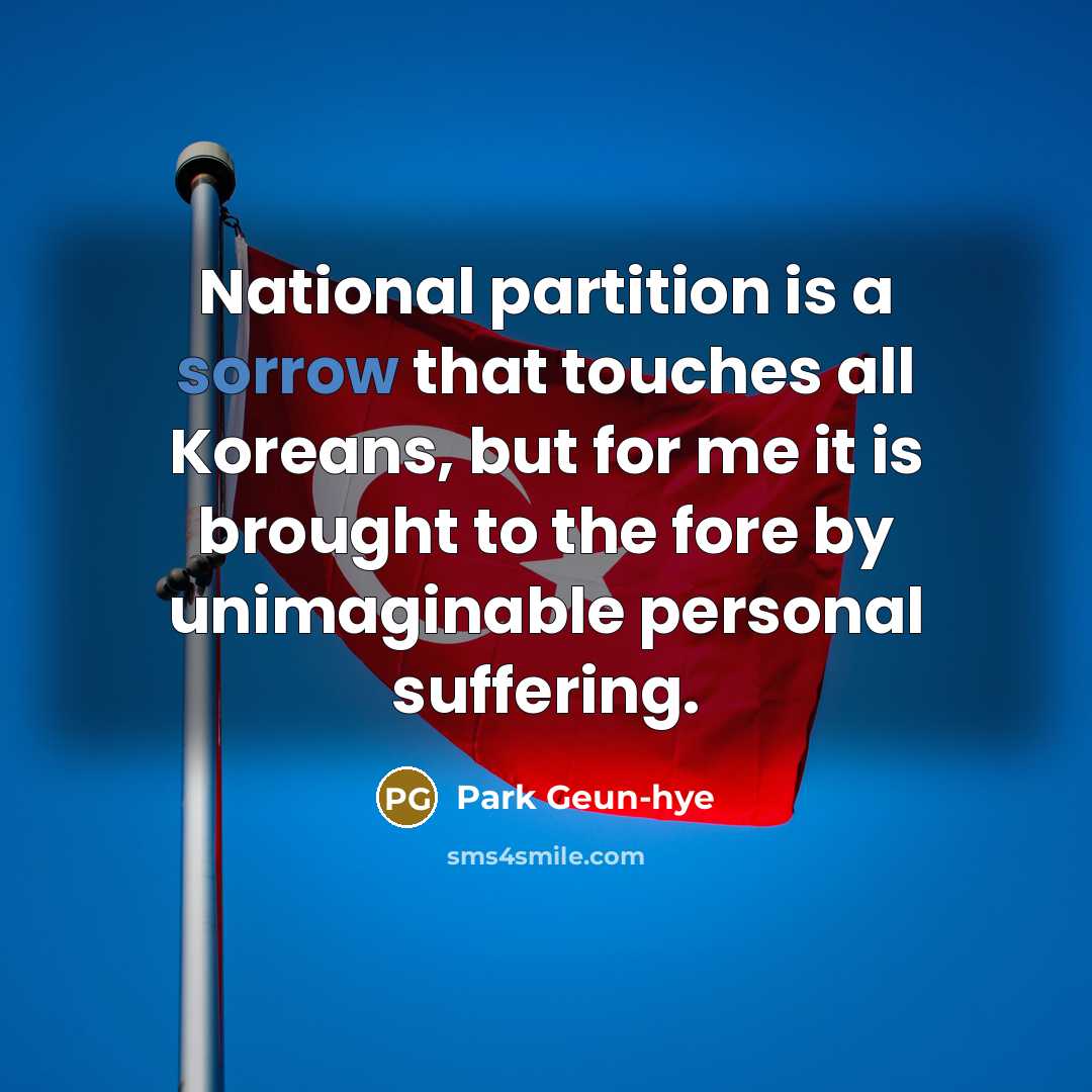 “National partition is a sorrow that touches all Koreans, but…” quote by Park Geun-hye