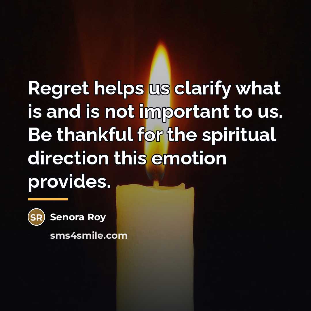 “Regret helps us clarify what is and is not important…” quote by Senora Roy