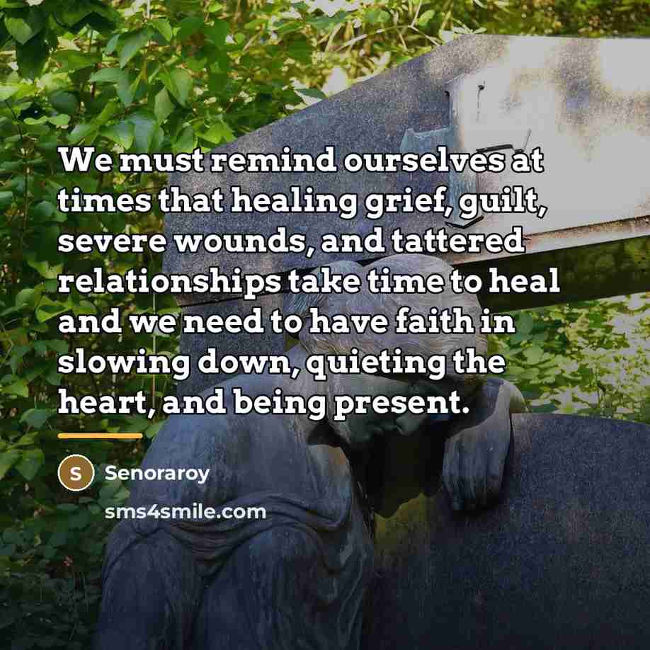 “We must remind ourselves at times that healing grief, guilt,…” quote by Senoraroy
