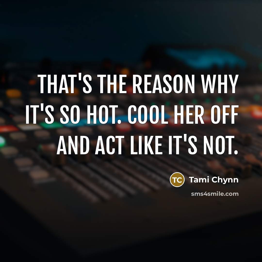 “That's the reason why it's so hot. Cool her off and act like it's not.” quote by Tami Chynn
