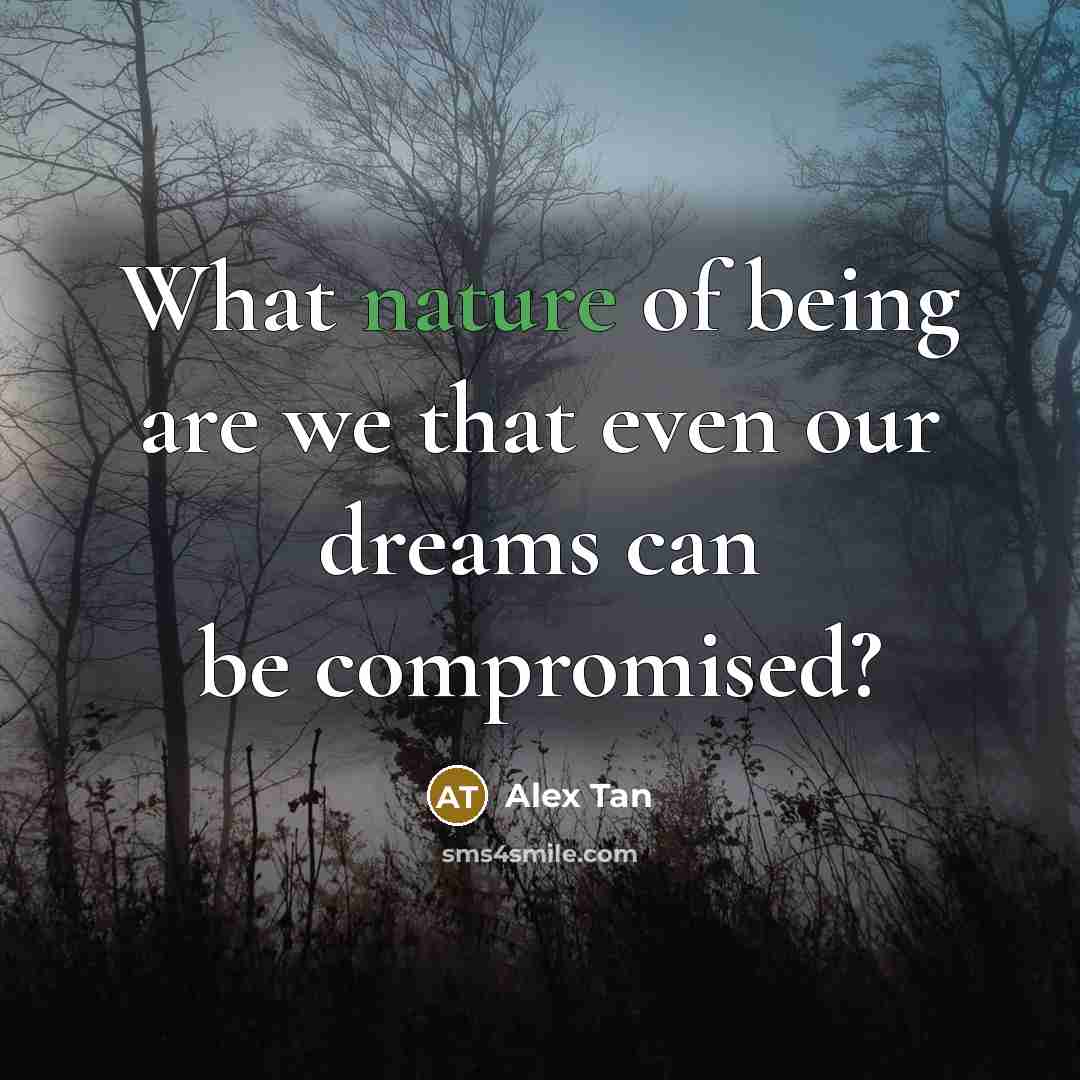 “What nature of being are we that even our dreams…” quote by Alex Tan