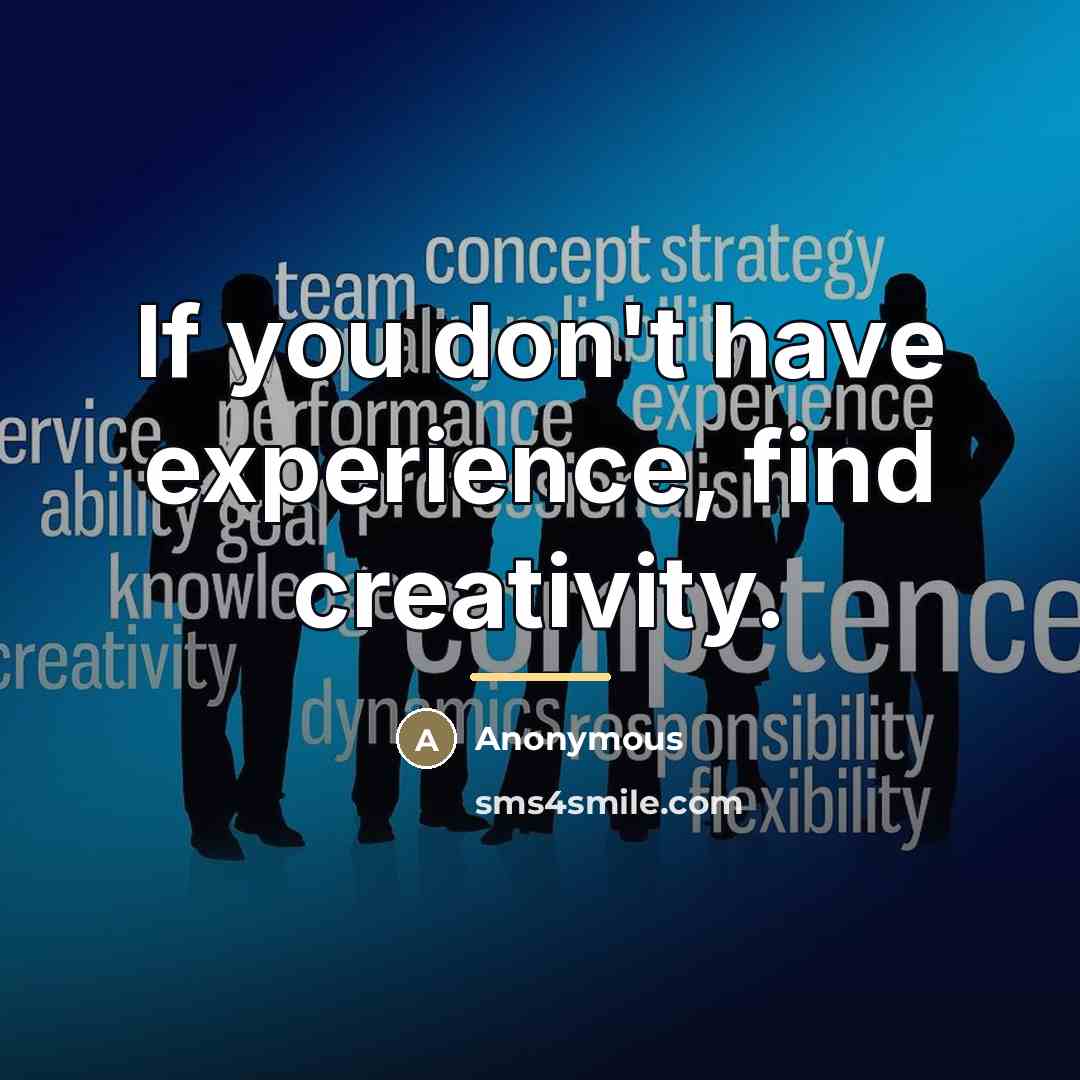 “If you don't have experience, find creativity.…” quote by Anonymous