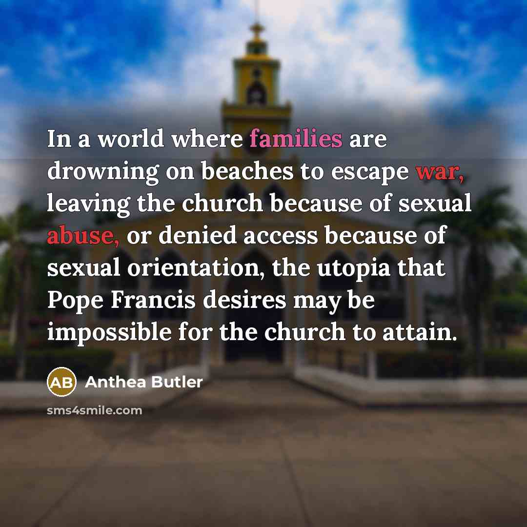 “In a world where families are drowning on beaches to…” quote by Anthea Butler