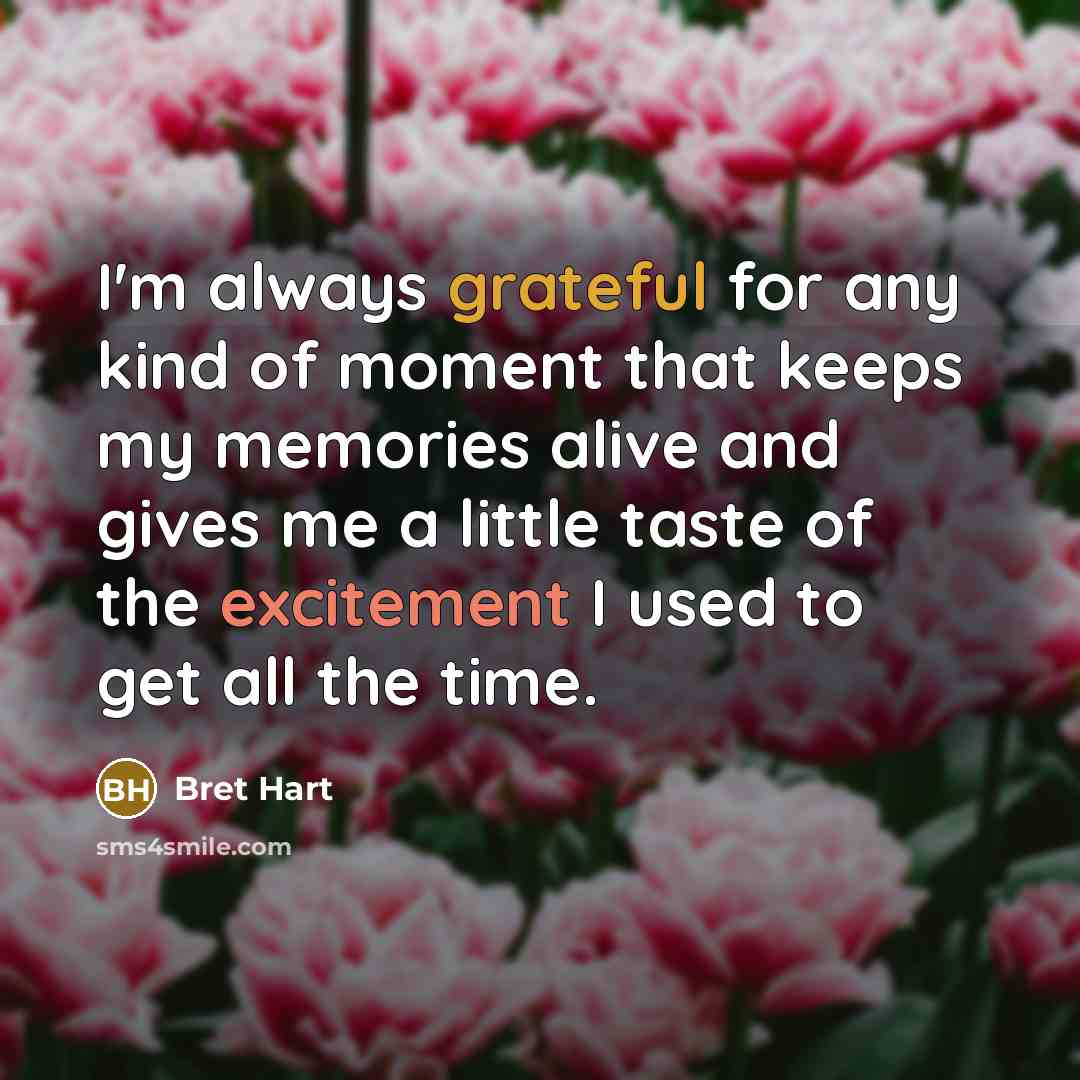 “I'm always grateful for any kind of moment that keeps…” quote by Bret Hart