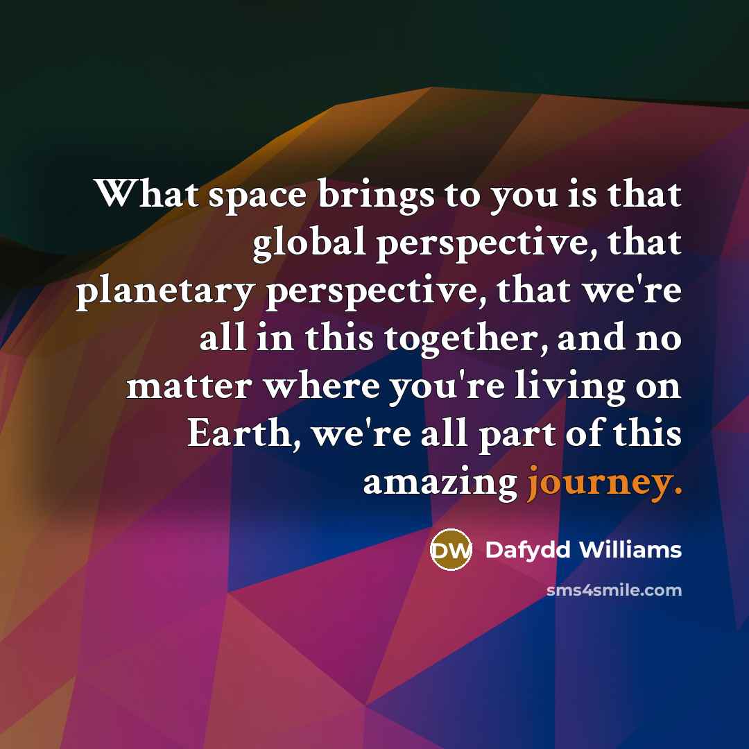 “What space brings to you is that global perspective, that…” quote by Dafydd Williams