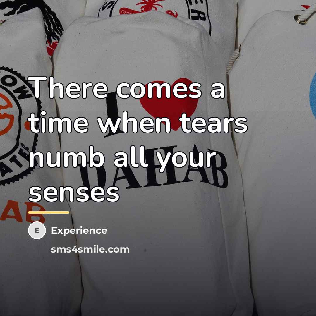 “There comes a time when tears numb all your senses…” quote by Experience