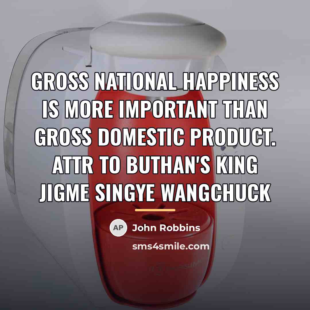“Gross National Happiness is more important than Gross Domestic Product.…” quote by John Robbins