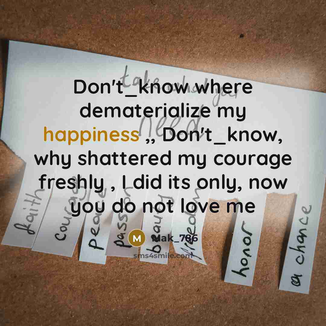 “Don't_know where dematerialize my happiness ,, Don't_know, why shattered my…” quote by Mak_786