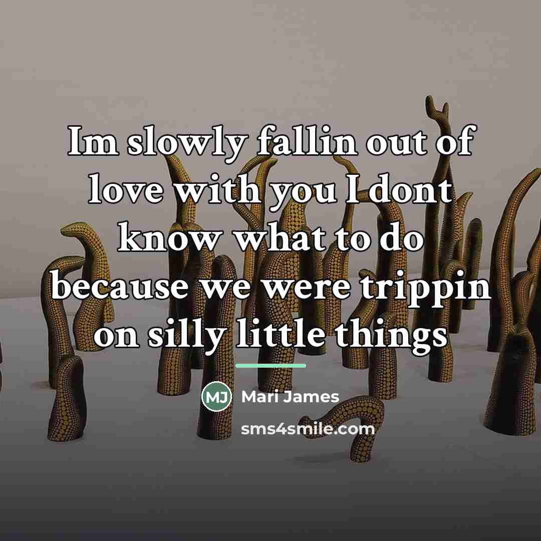 “Im slowly fallin out of love with you I dont…” quote by Mari James