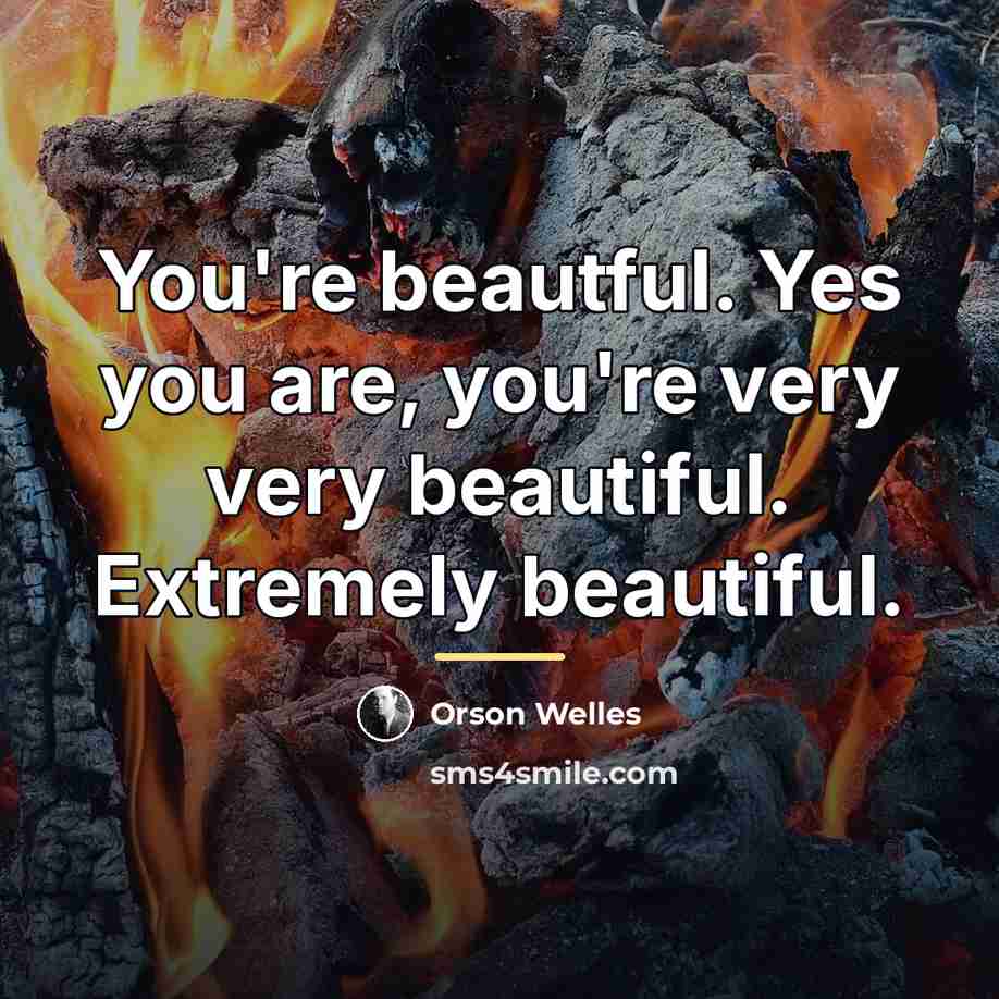 “You're beautful. Yes you are, you're very very beautiful. Extremely…” quote by Orson Welles