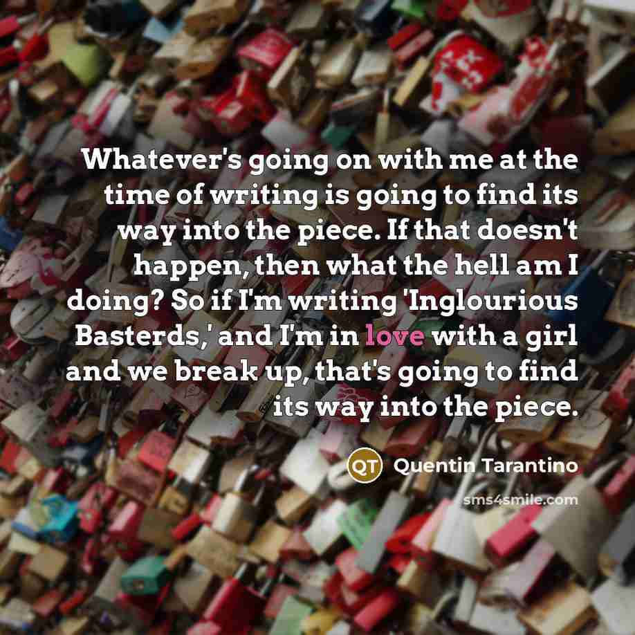 “Whatever's going on with me at the time of writing…” quote by Quentin Tarantino