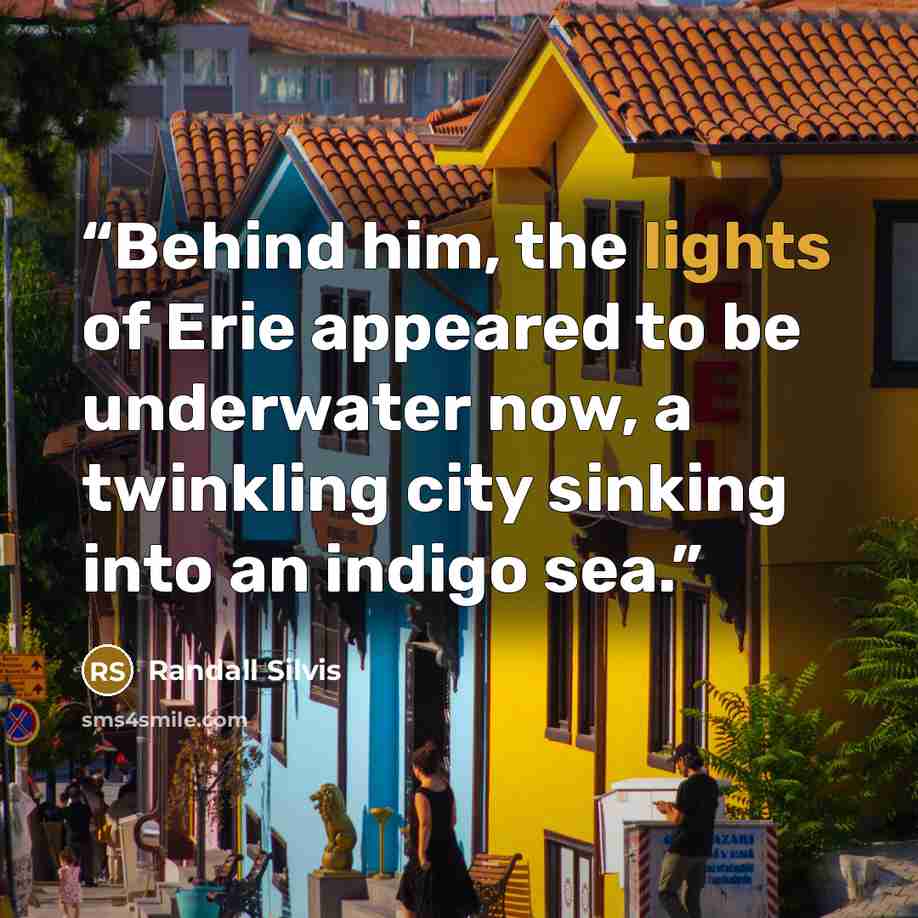 “Behind him, the lights of Erie appeared to be underwater now, a twinkling city sinking into an indigo sea.” quote by Randall Silvis