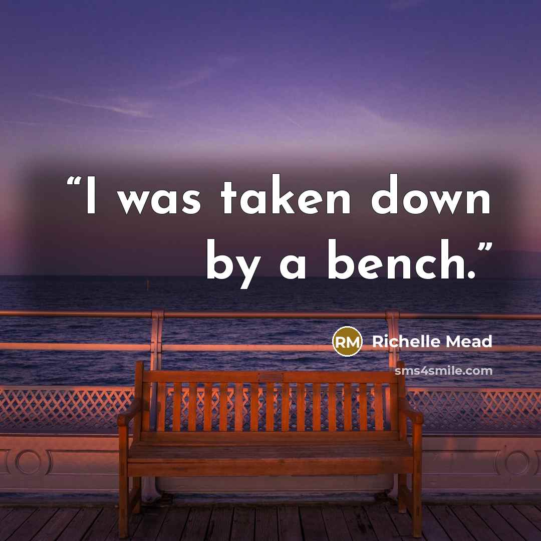 “I was taken down by a bench.” quote by Richelle Mead