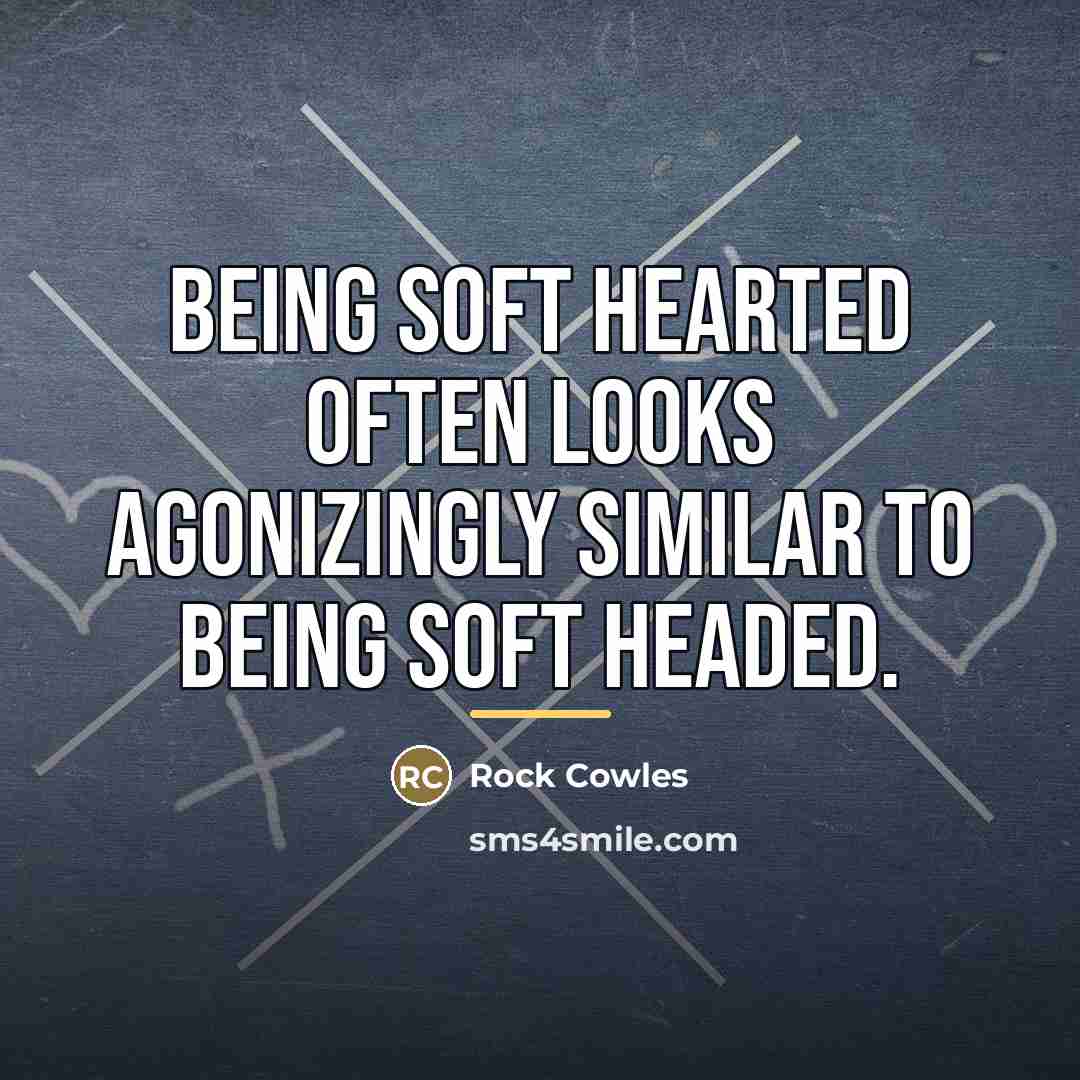 “Being soft hearted often looks agonizingly similar to being soft…” quote by Rock Cowles