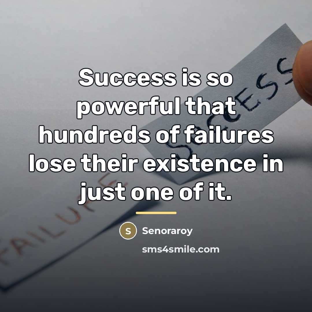 “Success is so powerful that hundreds of failures lose their…” quote by Senoraroy